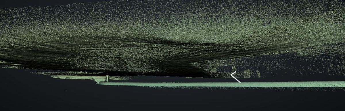 Nuage de points LiDAR d’une canalisation souterraine relevé par drone rampant